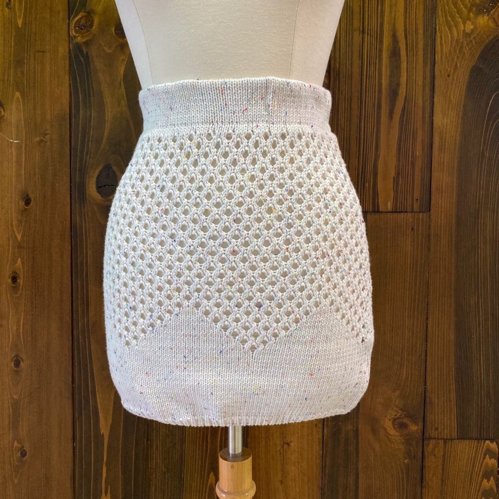 Knit Cream and Multi Skirt, Size Small